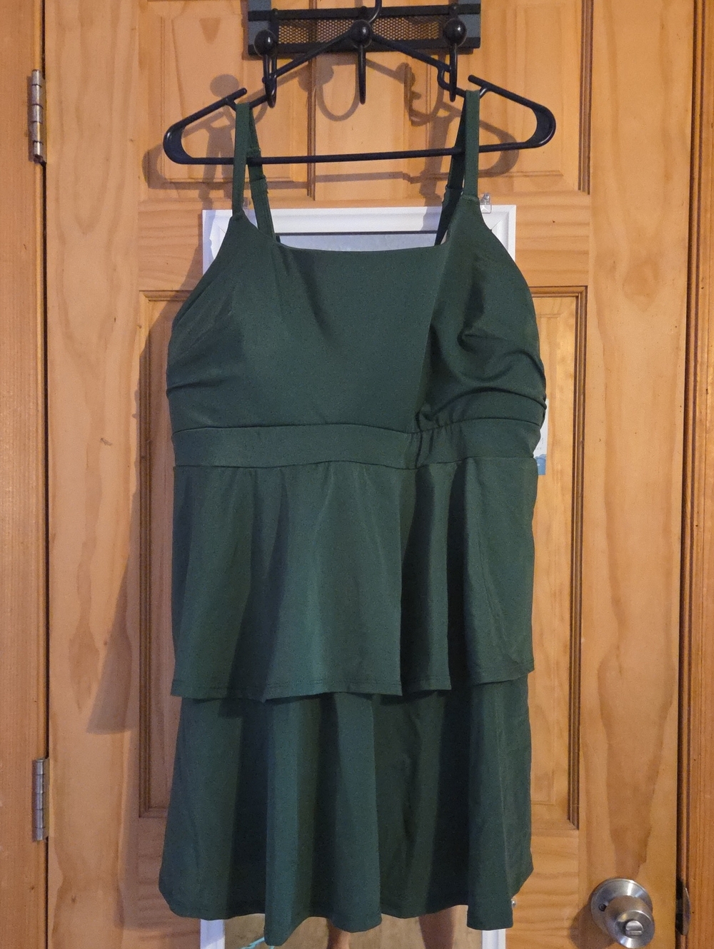 Cacique Olive Green Tiered One-Piece Swimdress